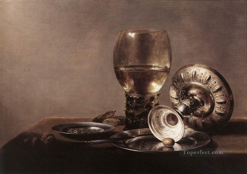 Still life with Wine Glass and Silver Bowl Pieter Claesz Oil Paintings
